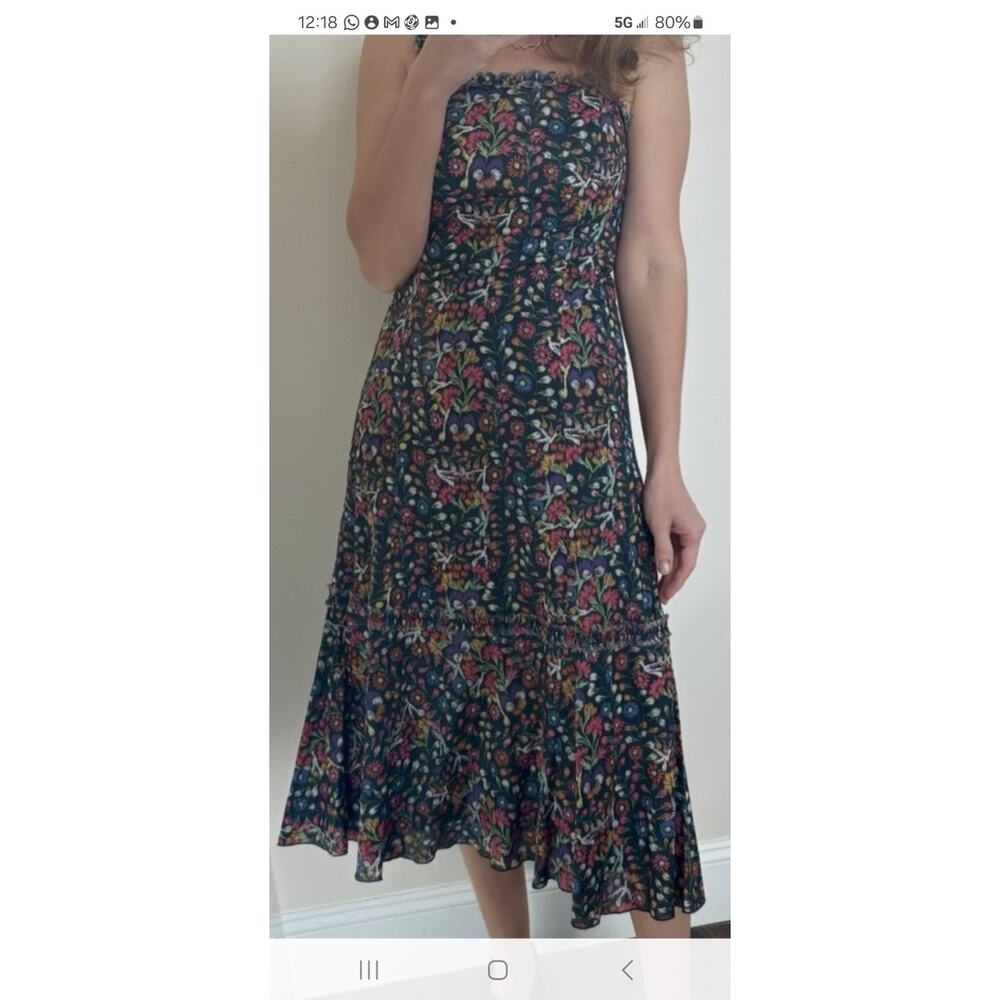 Peruvian Connection Sleeveless Fit and Flare Dress Floral Pleated Size 4 US